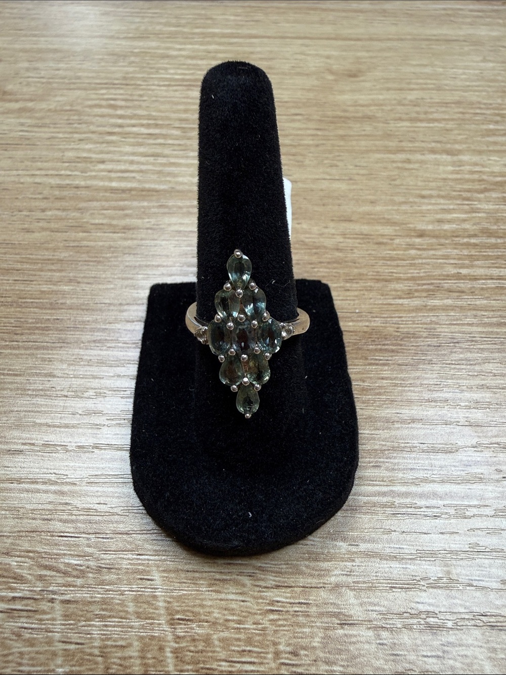 Vintage Sterling Peridot Marquise Cluster Ring size 6